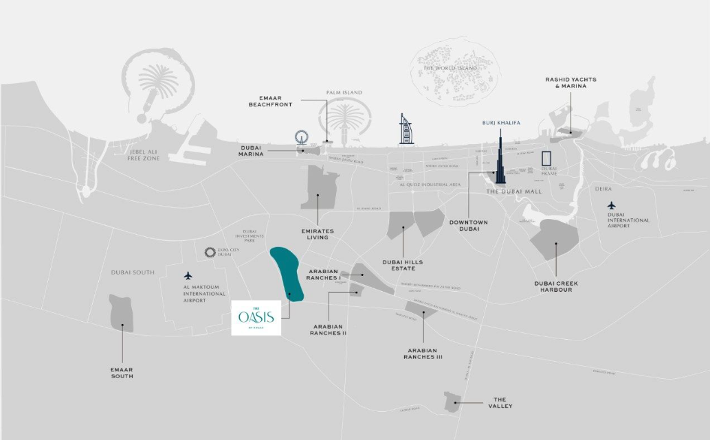 The Oasis Location Map - Dubai